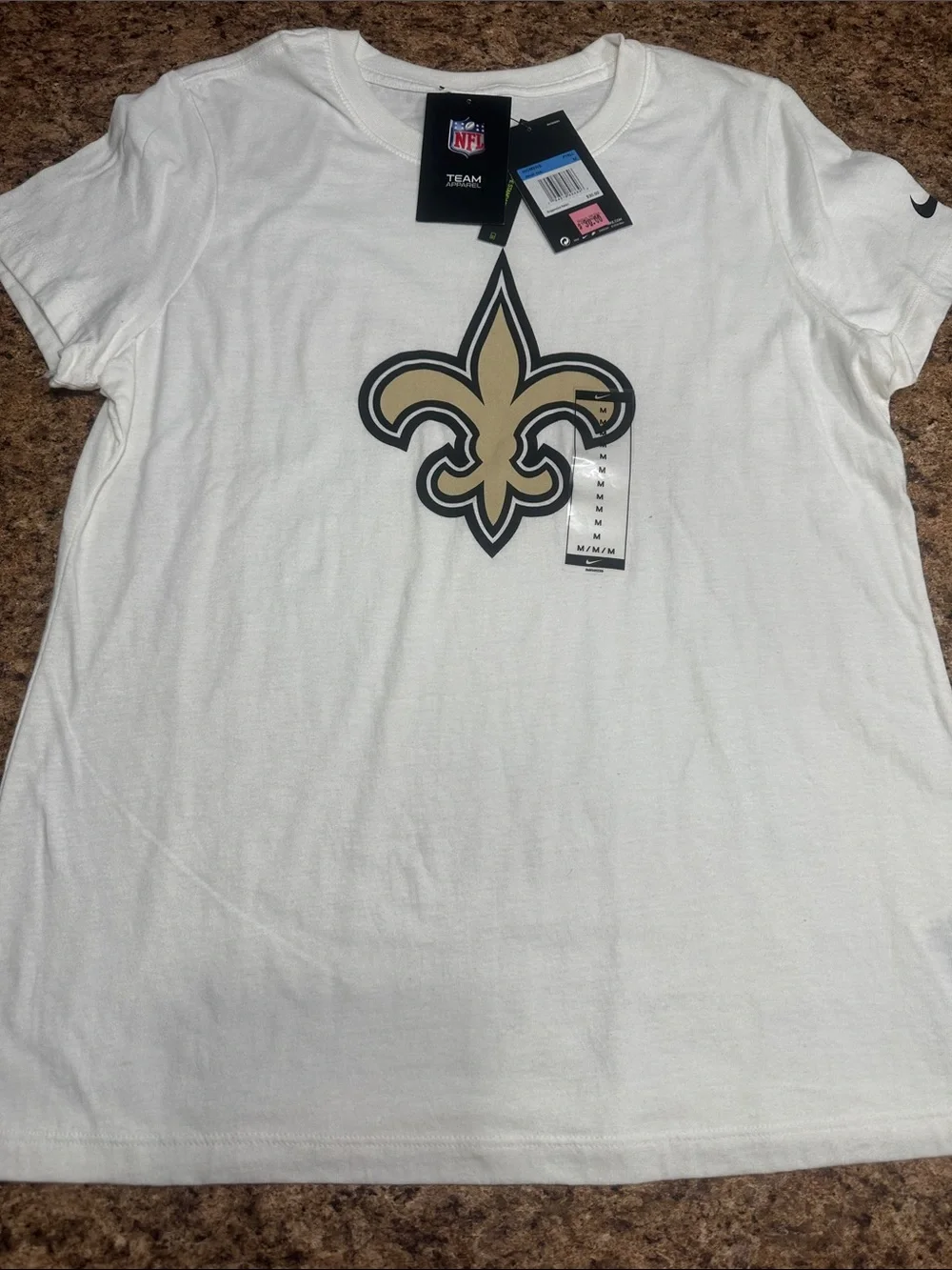NWT Nike New Orleans Saints Logo Tee - White with Gold Fleur-de-lis Medium